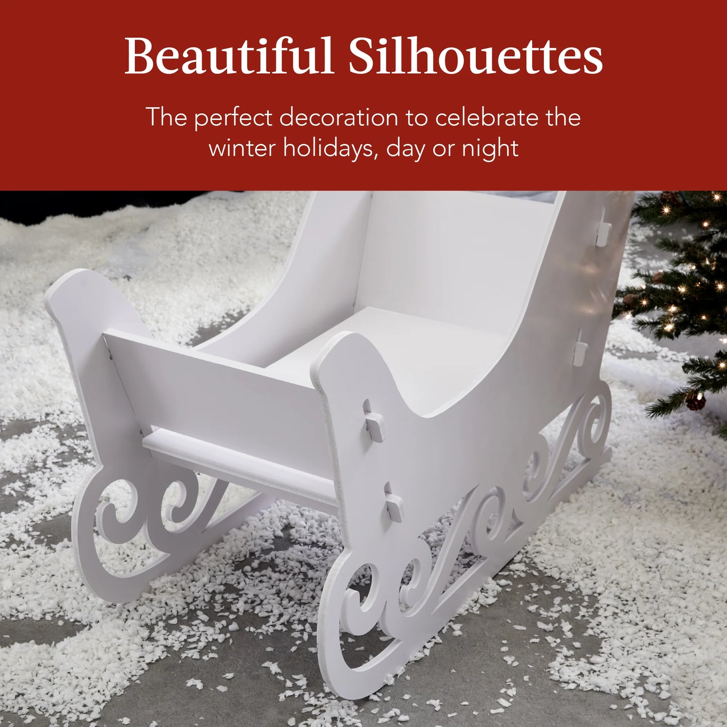 4 ft 3-Piece Deer & Sleigh Silhouette – Outdoor Holiday Yard Decoration with Stakes