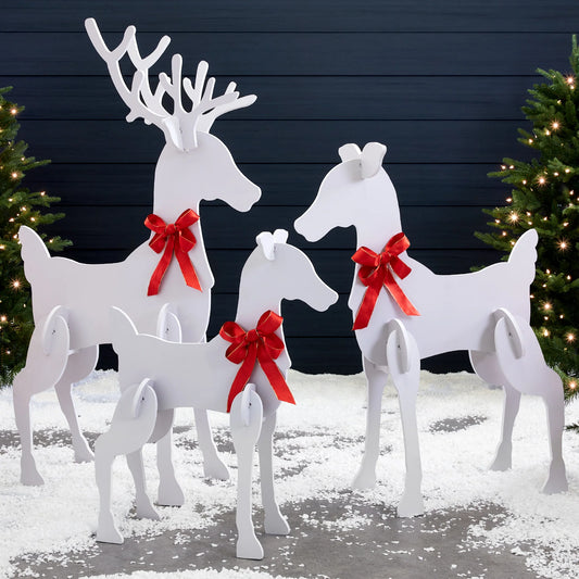 56 in 3-Piece Reindeer Family Silhouette – Outdoor Yard Christmas Decoration with Buck, Doe & Fawn