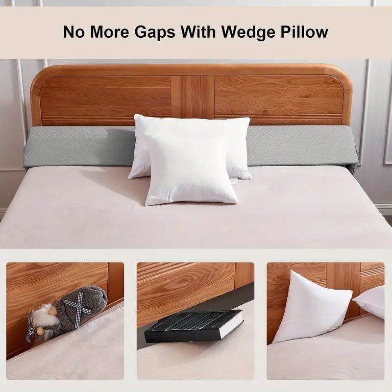 Bed Wedge Pillow Gap Filler – Memory Foam Mattress Wedge to Close Bed and Headboard Gap, Supportive Backrest Pillow for Comfortable Sleep