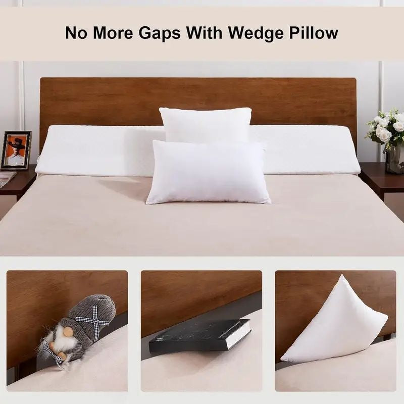 Bed Wedge Pillow Gap Filler – Memory Foam Mattress Wedge to Close Bed and Headboard Gap, Supportive Backrest Pillow for Comfortable Sleep