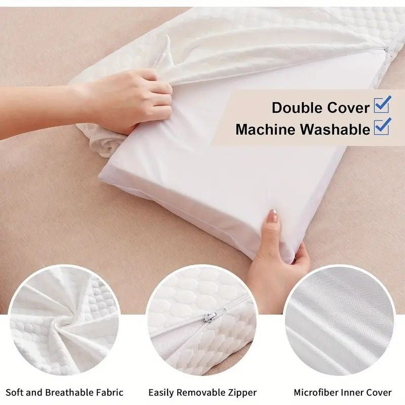 Bed Wedge Pillow Gap Filler – Memory Foam Mattress Wedge to Close Bed and Headboard Gap, Supportive Backrest Pillow for Comfortable Sleep