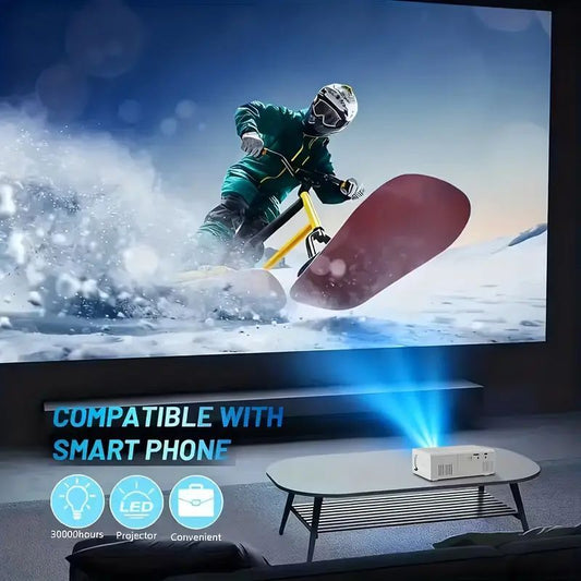 Mini Portable Projector for Home Entertainment, 600P Native Resolution, 1080P Supported, Compact Wall-Mounted & Mobile Phone Projector with Built-In Speaker