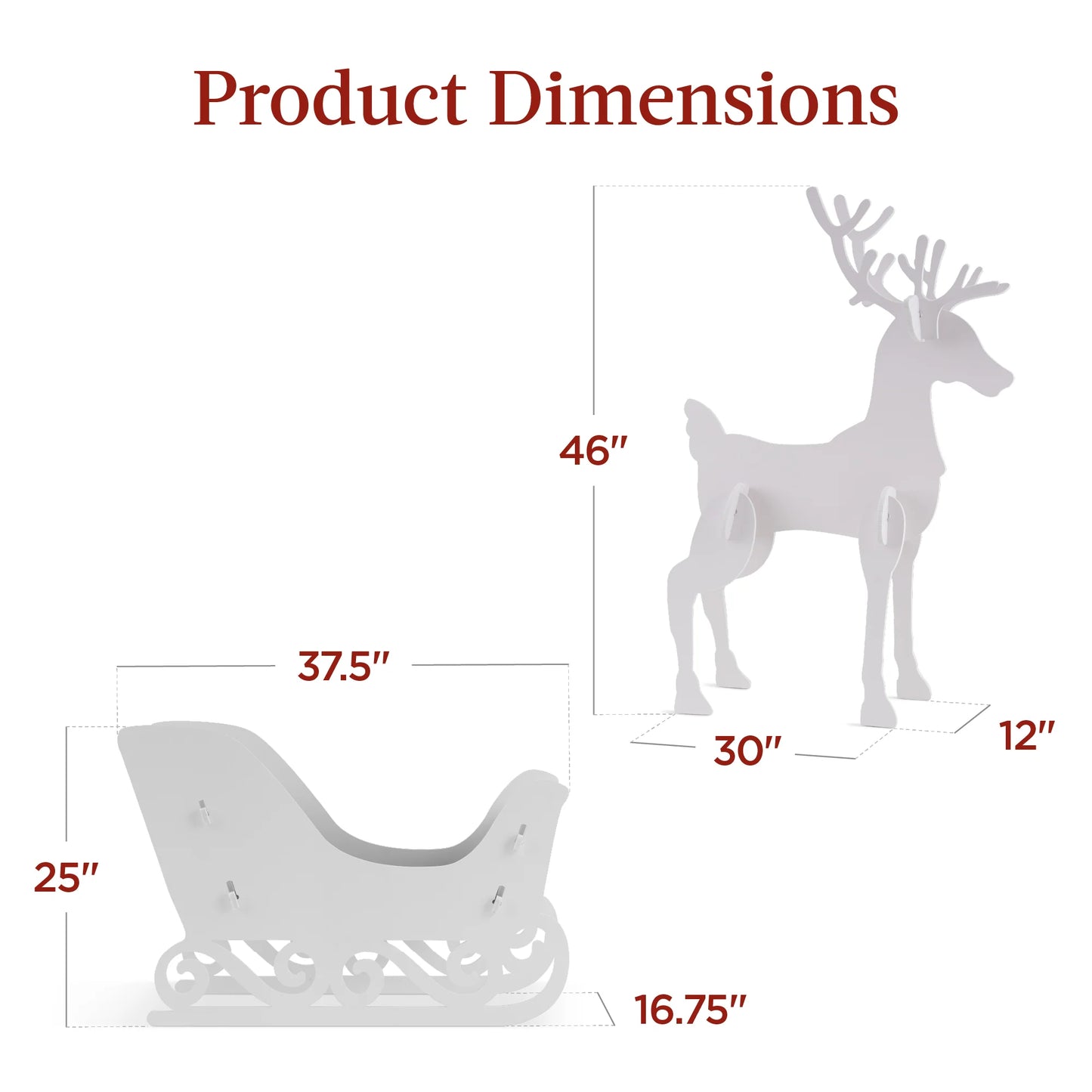 4 ft 3-Piece Deer & Sleigh Silhouette – Outdoor Holiday Yard Decoration with Stakes