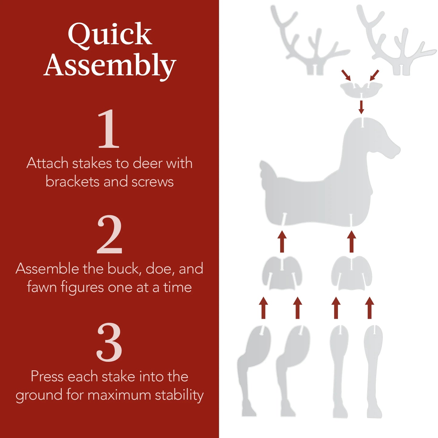 56 in 3-Piece Reindeer Family Silhouette – Outdoor Yard Christmas Decoration with Buck, Doe & Fawn