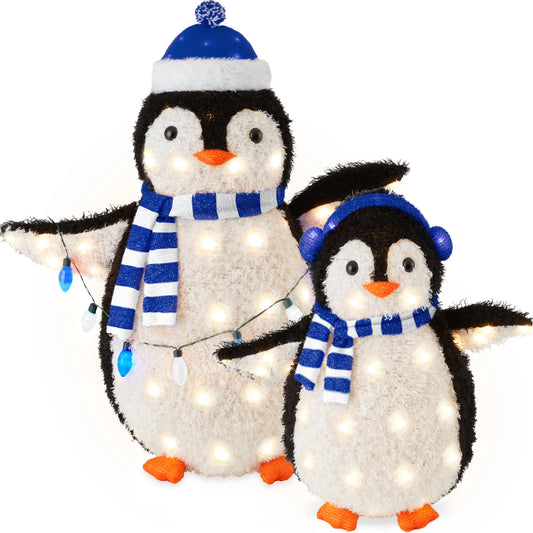 3 ft 2-Piece Lighted Pop-Up Penguin Family – Outdoor Christmas Decoration with 150 LED Lights