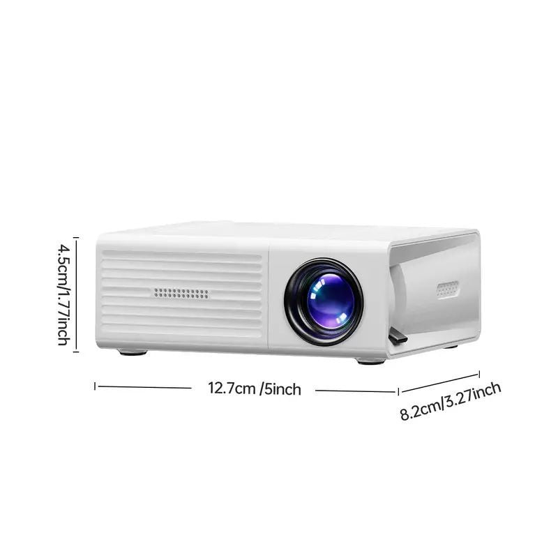 Mini Portable Projector for Home Entertainment, 600P Native Resolution, 1080P Supported, Compact Wall-Mounted & Mobile Phone Projector with Built-In Speaker