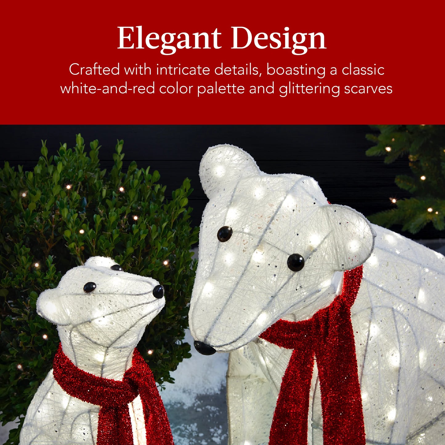 2-Piece Lighted Polar Bear Family – Outdoor Christmas Decoration with LED Lights