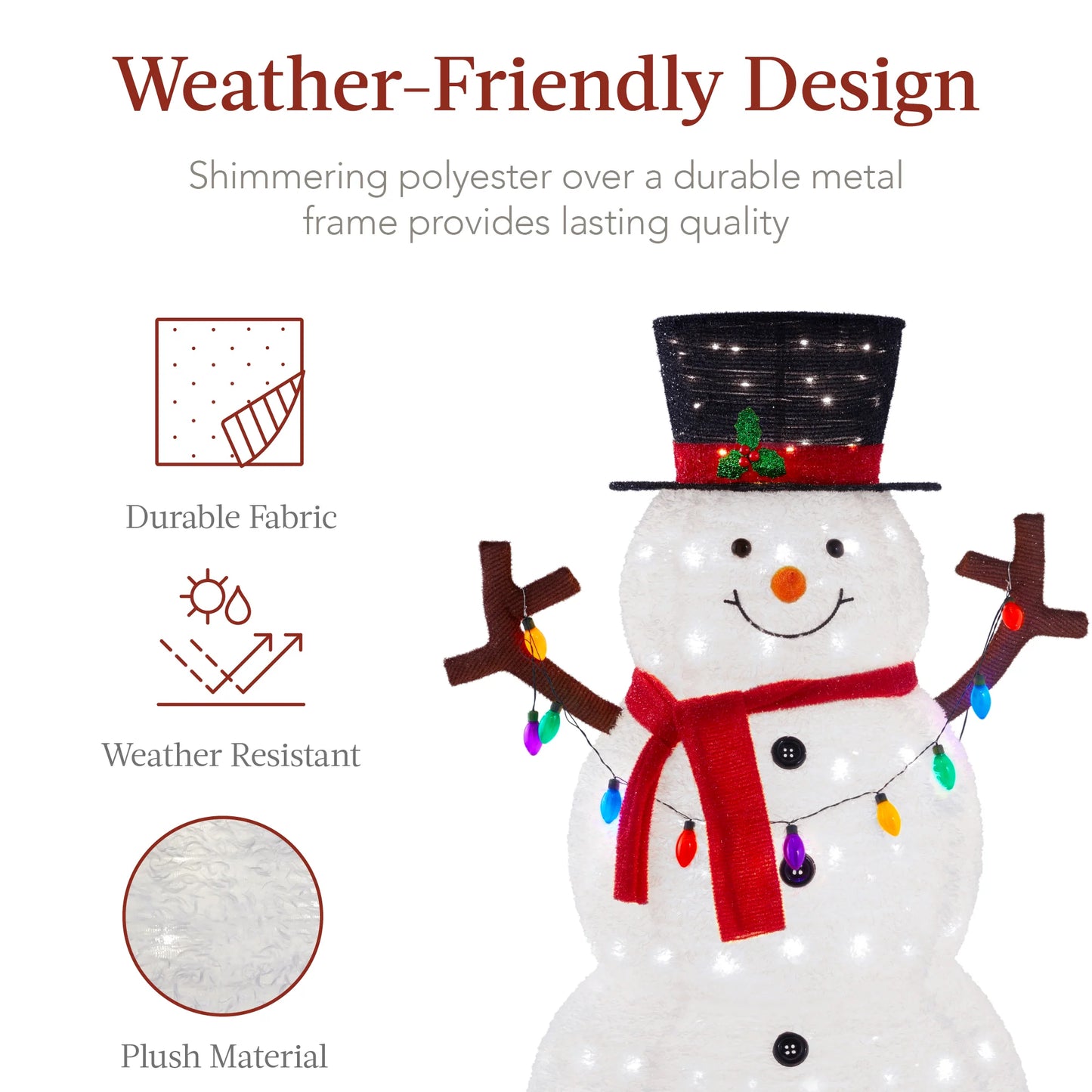 Lighted Pop-Up Snowman – Outdoor Christmas Decoration with LED Lights for Yard and Patio