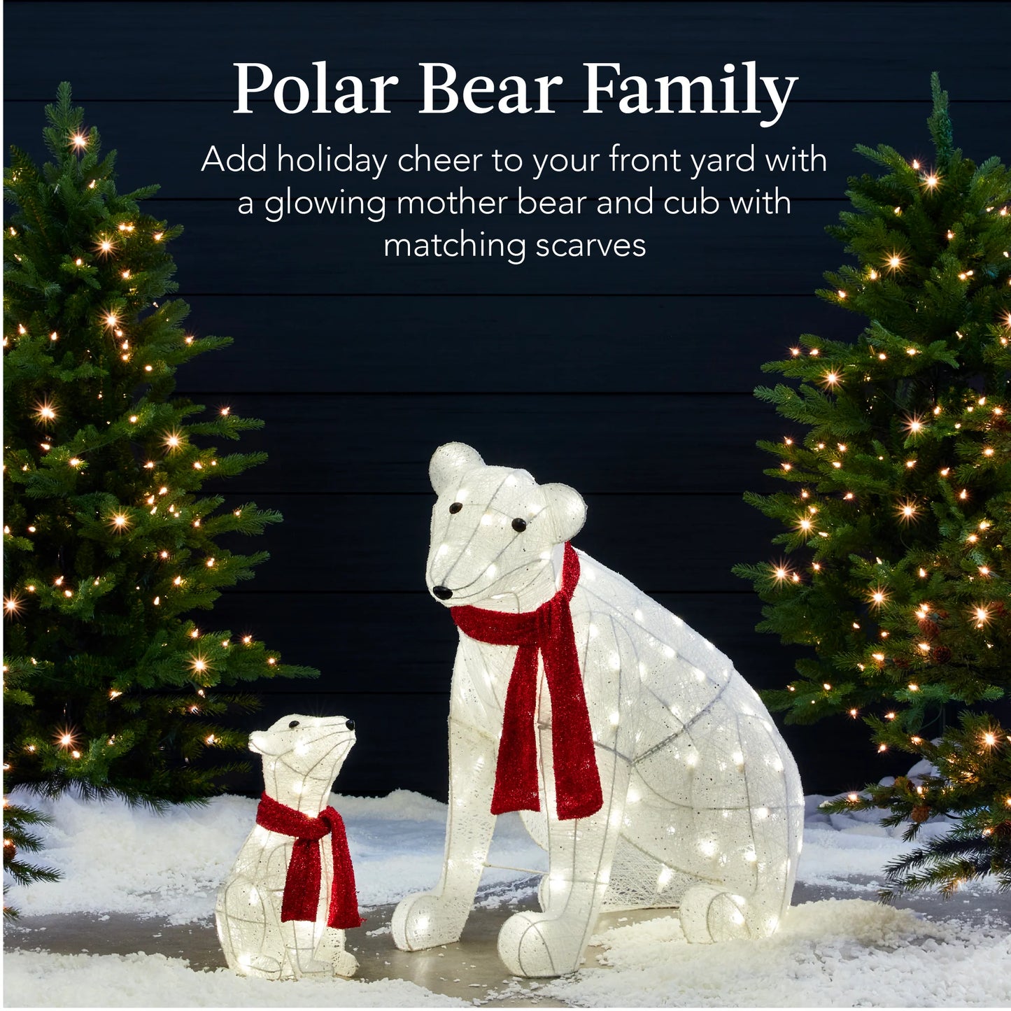 2-Piece Lighted Polar Bear Family – Outdoor Christmas Decoration with LED Lights
