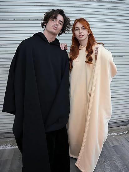 Unisex Oversized Blanket Hoodie, Warm Wearable Fleece Sweatshirt with Long Sleeves for Adults, Cozy Purple Hooded Blanket for Home or Outdoor Use