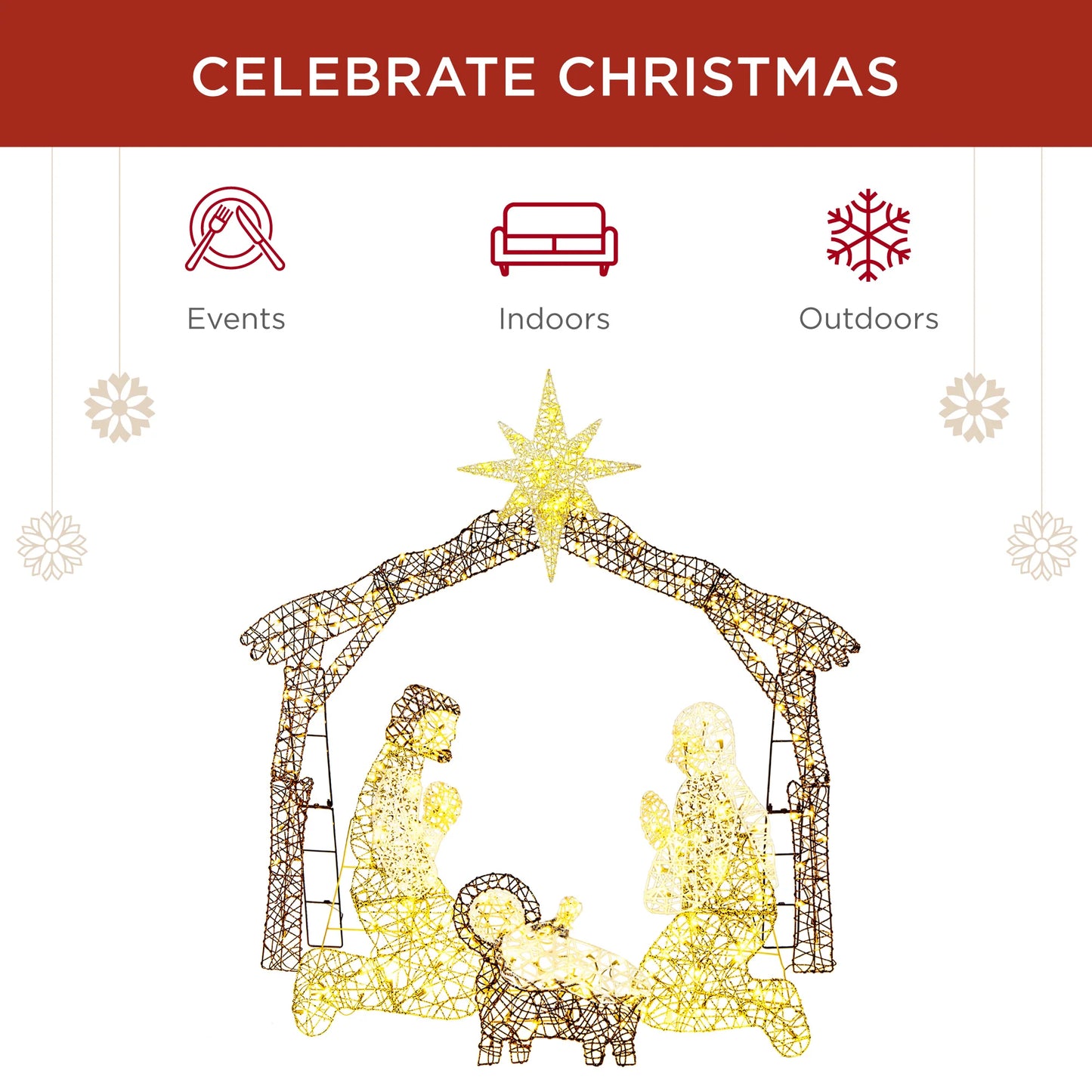 6 ft Lighted Christmas Nativity Scene – Outdoor Holiday Decoration with LED Lights
