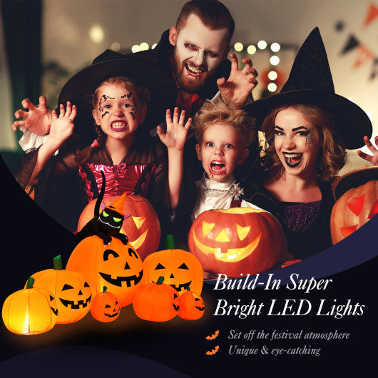 7.5-Foot Inflatable Halloween Pumpkin Combo with Witch and Black Cat – Yard & Porch Decor