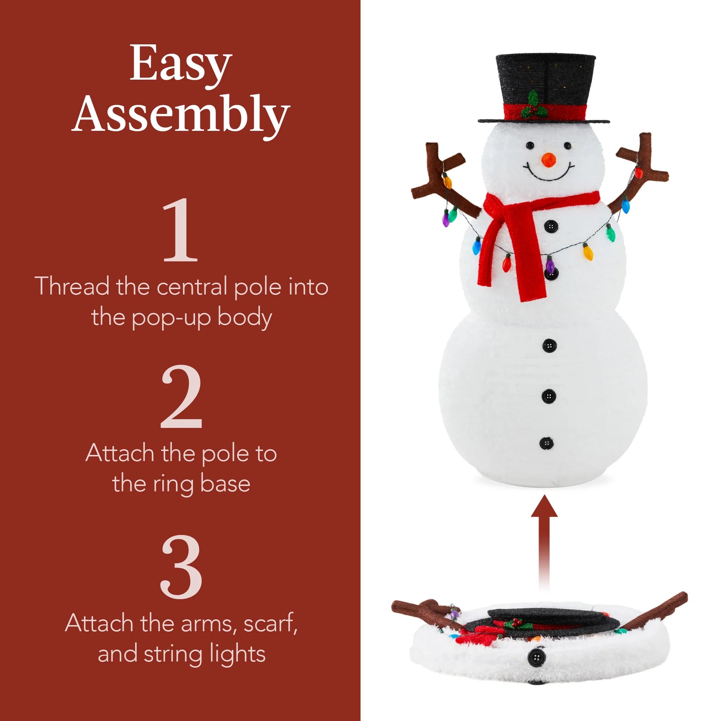 Lighted Pop-Up Snowman – Outdoor Christmas Decoration with LED Lights for Yard and Patio