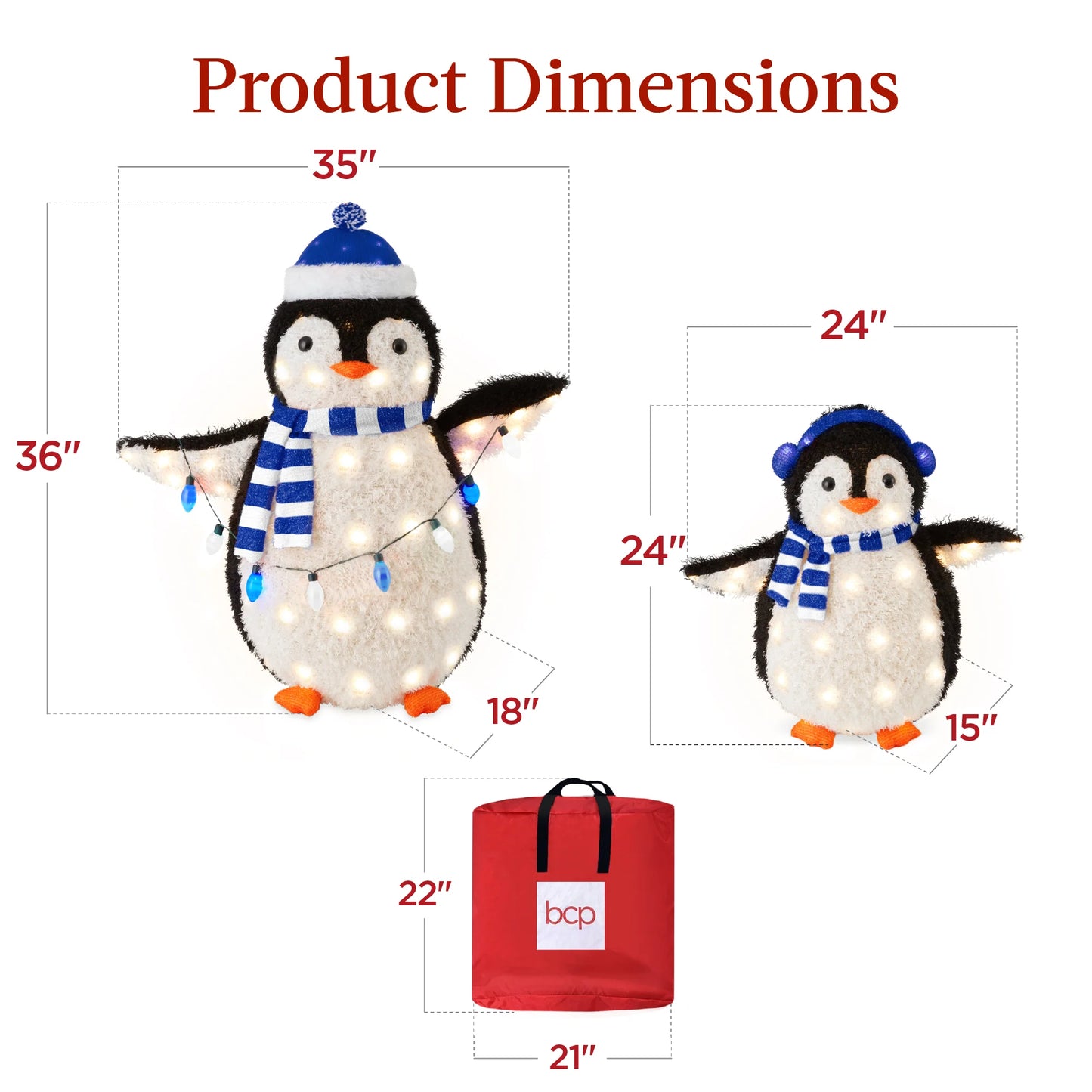 3 ft 2-Piece Lighted Pop-Up Penguin Family – Outdoor Christmas Decoration with 150 LED Lights
