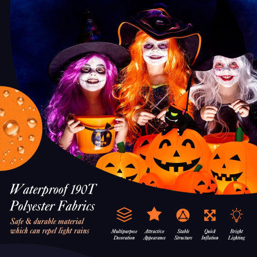 7.5-Foot Inflatable Halloween Pumpkin Combo with Witch and Black Cat – Yard & Porch Decor