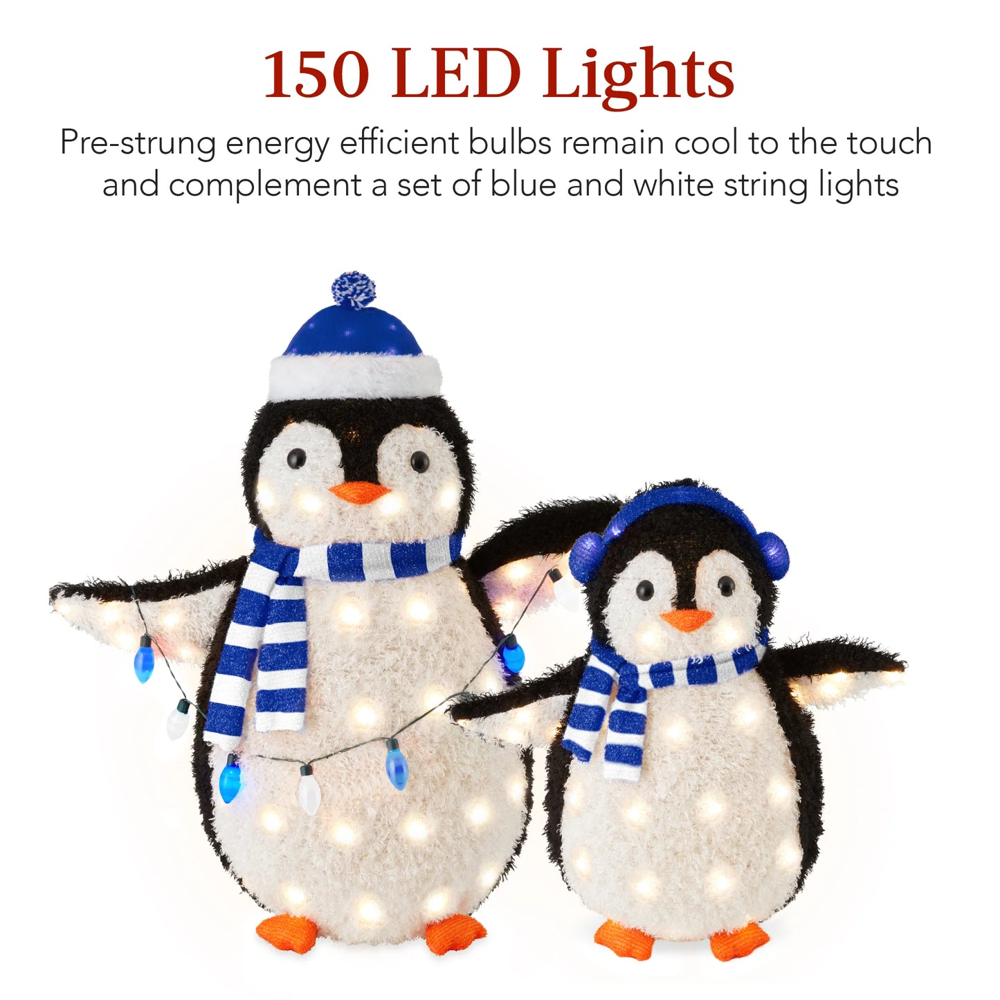 3 ft 2-Piece Lighted Pop-Up Penguin Family – Outdoor Christmas Decoration with 150 LED Lights