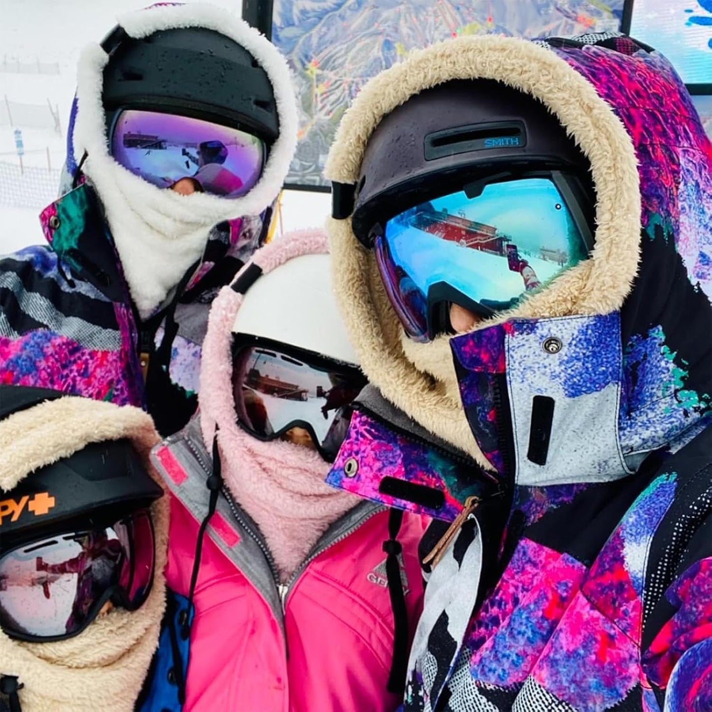 Sherpa Hood Ski Mask, Windproof Adjustable Winter Sherpa Hood, Warm Outdoor Sports Mask