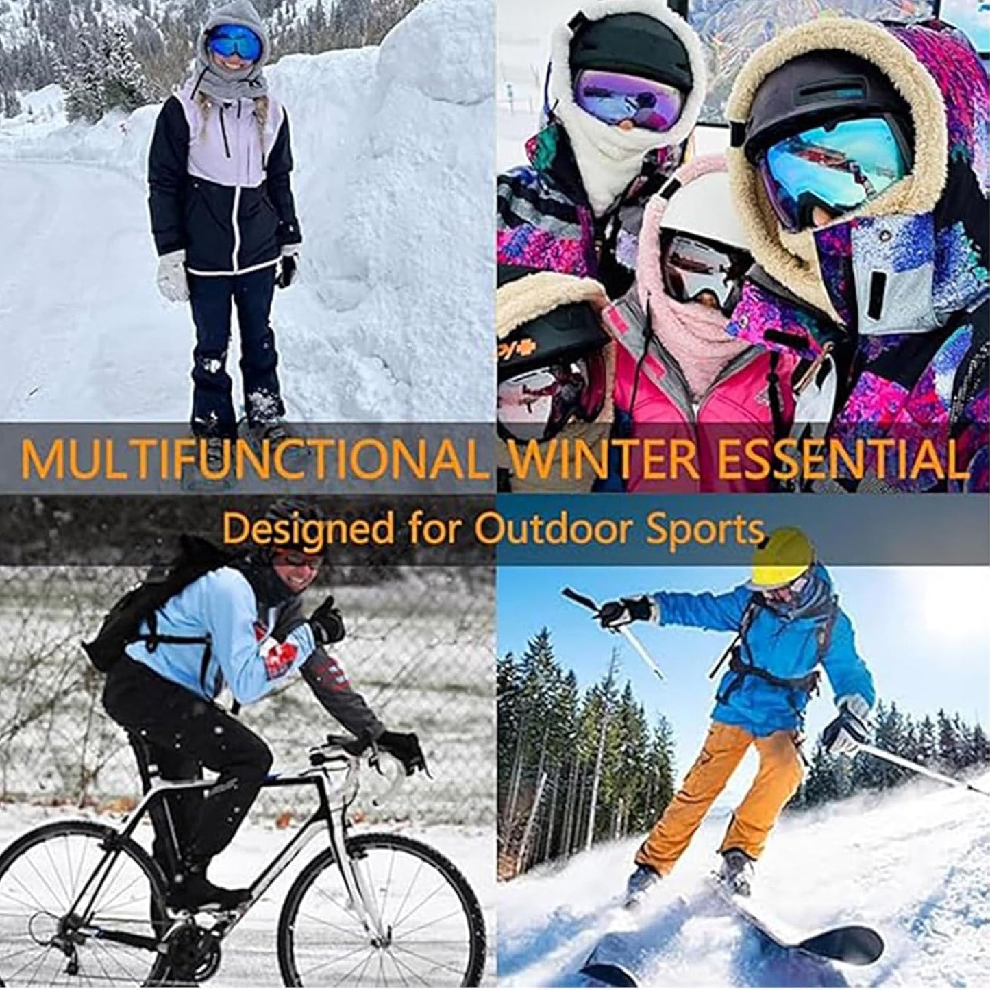 Sherpa Hood Ski Mask, Windproof Adjustable Winter Sherpa Hood, Warm Outdoor Sports Mask