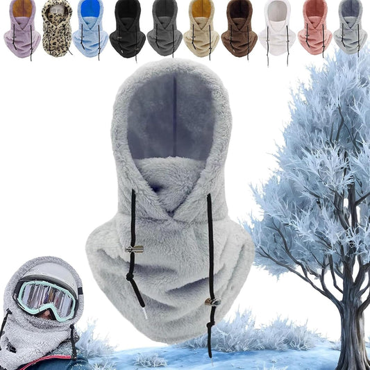 Sherpa Hood Ski Mask, Windproof Adjustable Winter Sherpa Hood, Warm Outdoor Sports Mask