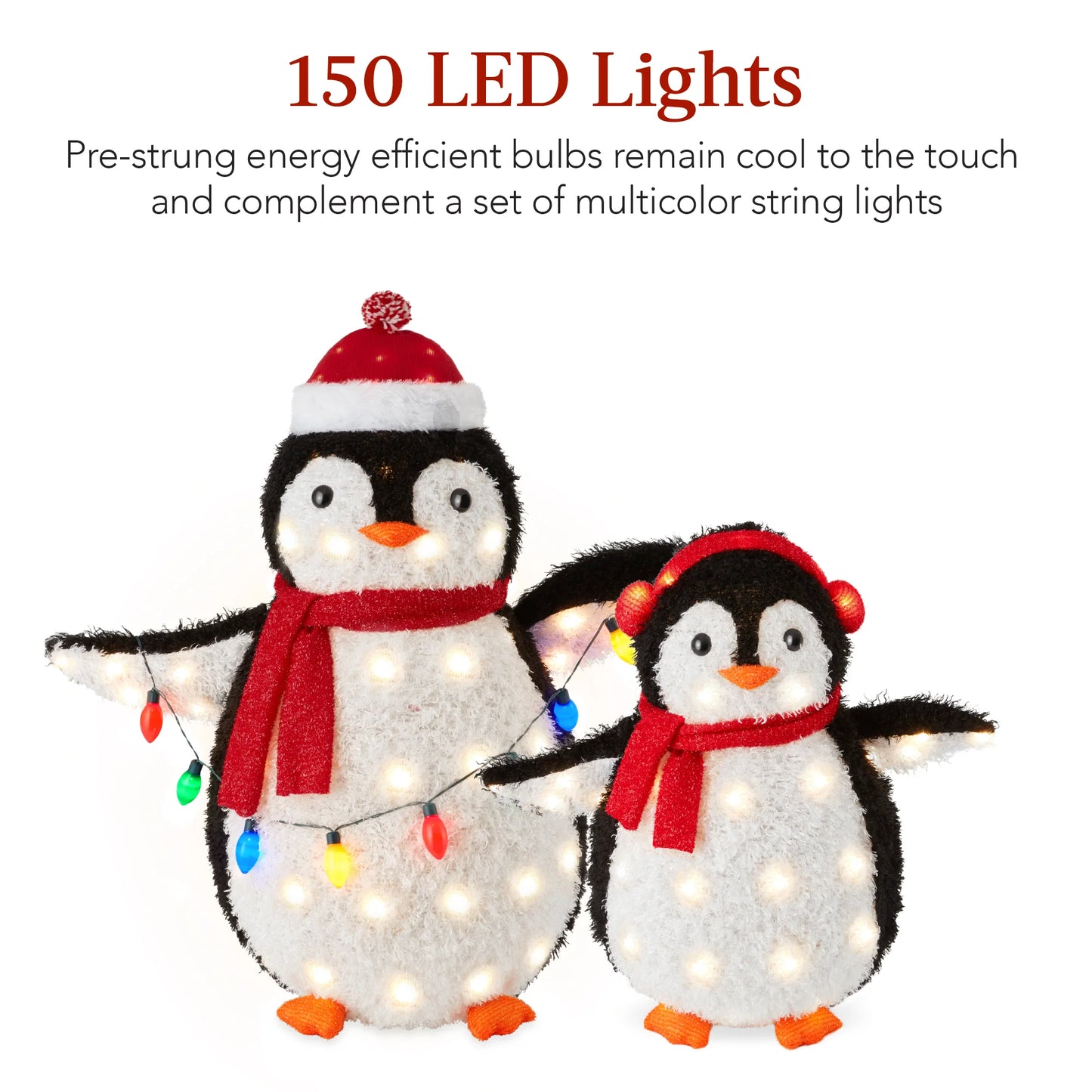 3 ft 2-Piece Lighted Pop-Up Penguin Family – Outdoor Christmas Decoration with 150 LED Lights