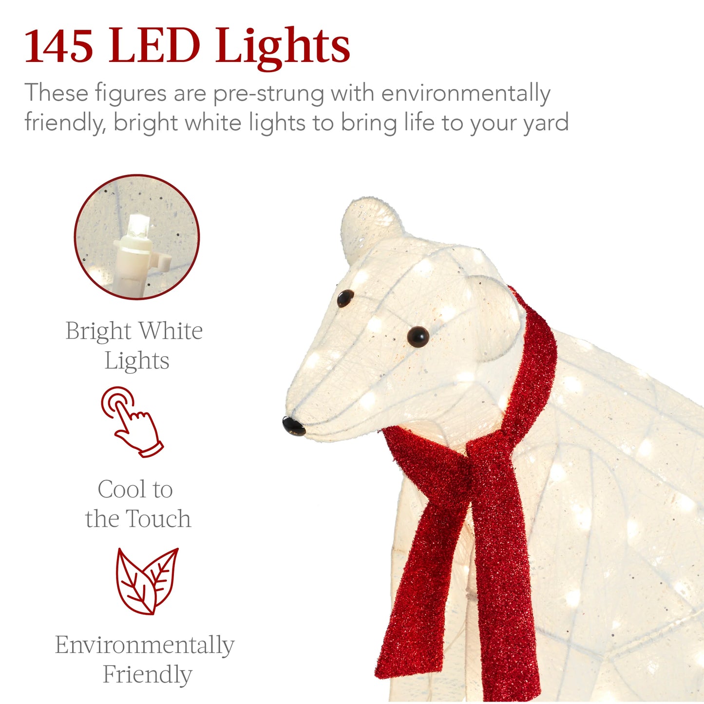 2-Piece Lighted Polar Bear Family – Outdoor Christmas Decoration with LED Lights