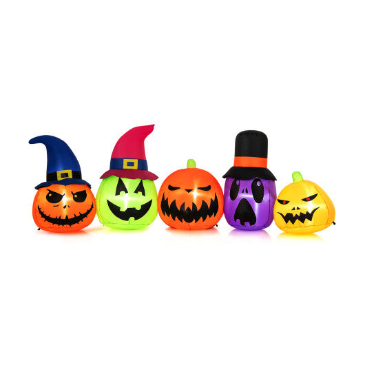 9FT Inflatable Halloween Pumpkin Patch with Family of Pumpkins and Witch Hats – Lighted Outdoor Yard Decoration