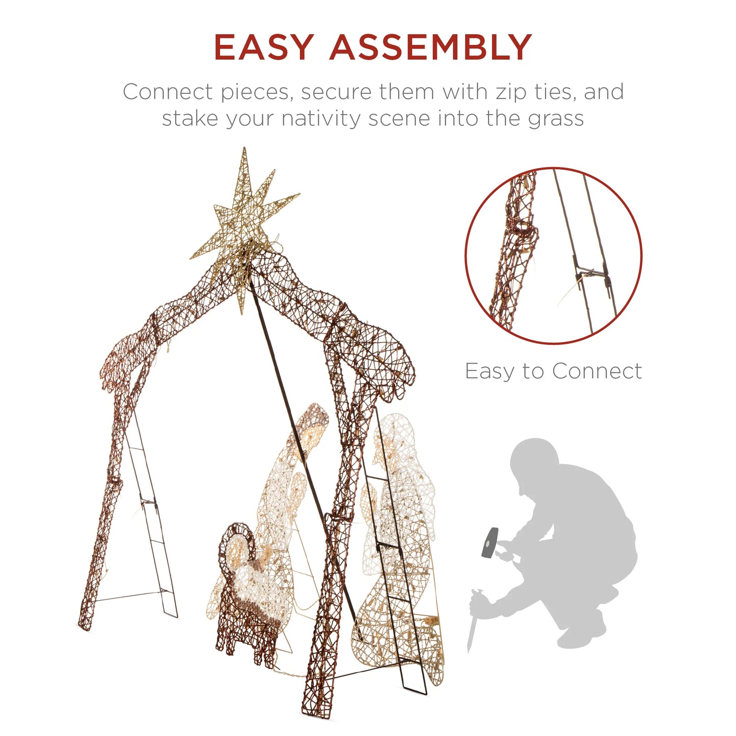 6 ft Lighted Christmas Nativity Scene – Outdoor Holiday Decoration with LED Lights