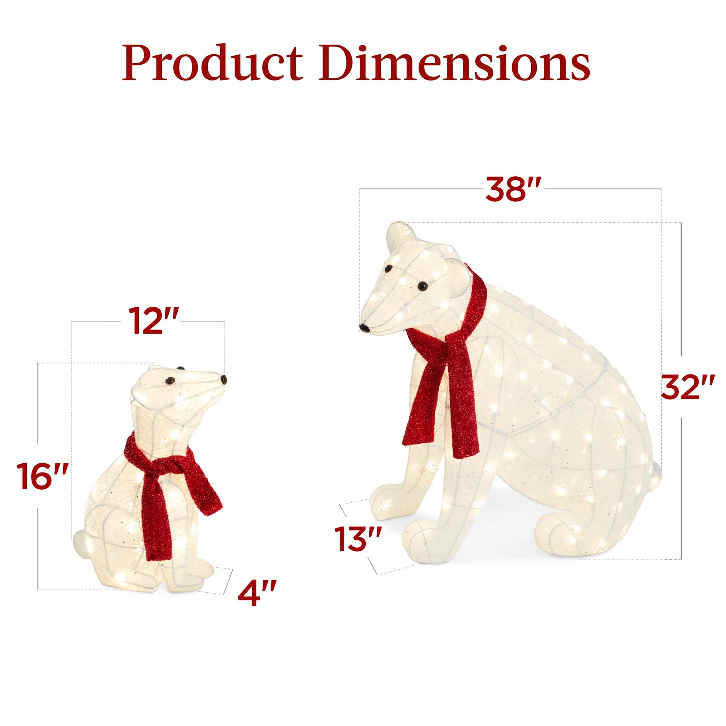 2-Piece Lighted Polar Bear Family – Outdoor Christmas Decoration with LED Lights