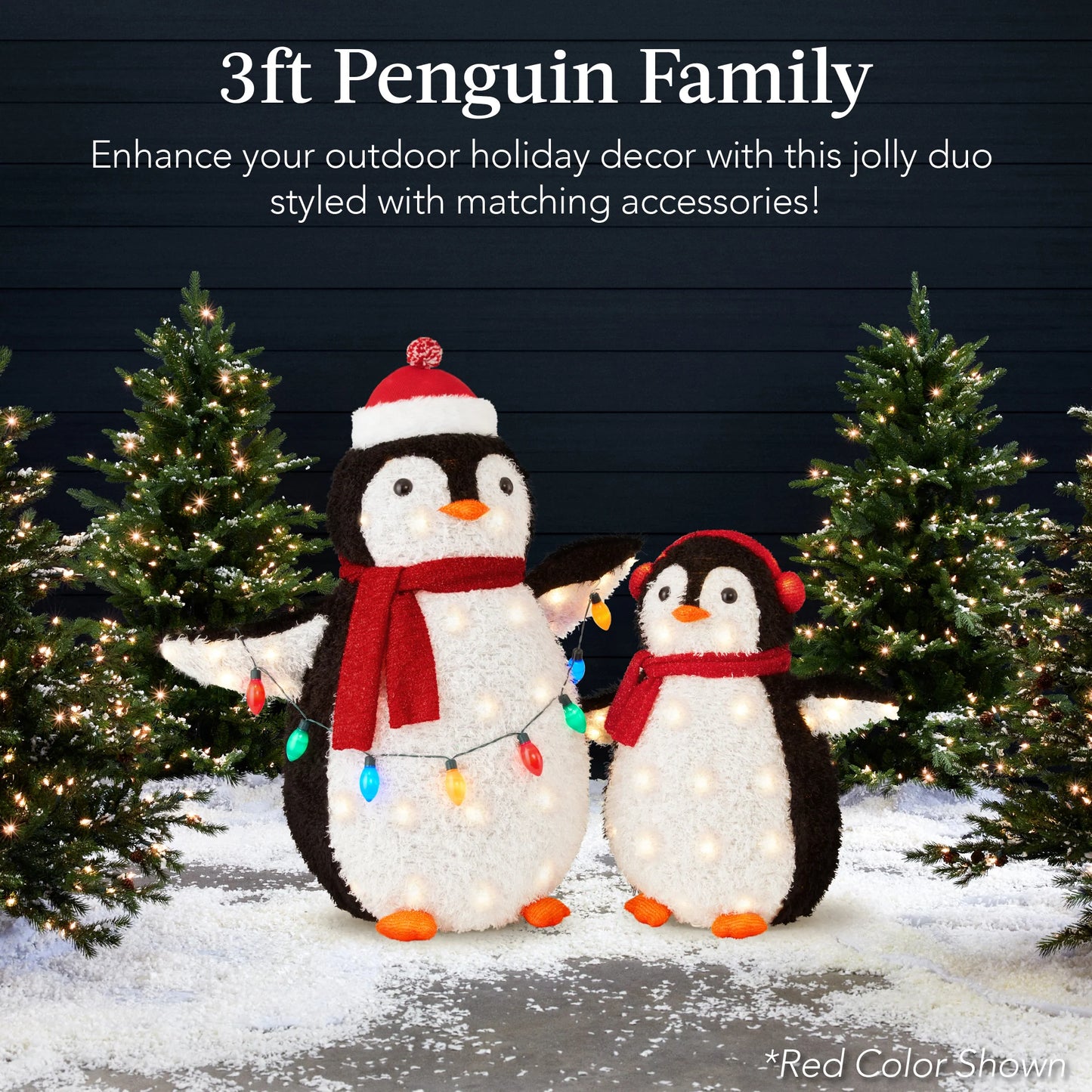 3 ft 2-Piece Lighted Pop-Up Penguin Family – Outdoor Christmas Decoration with 150 LED Lights