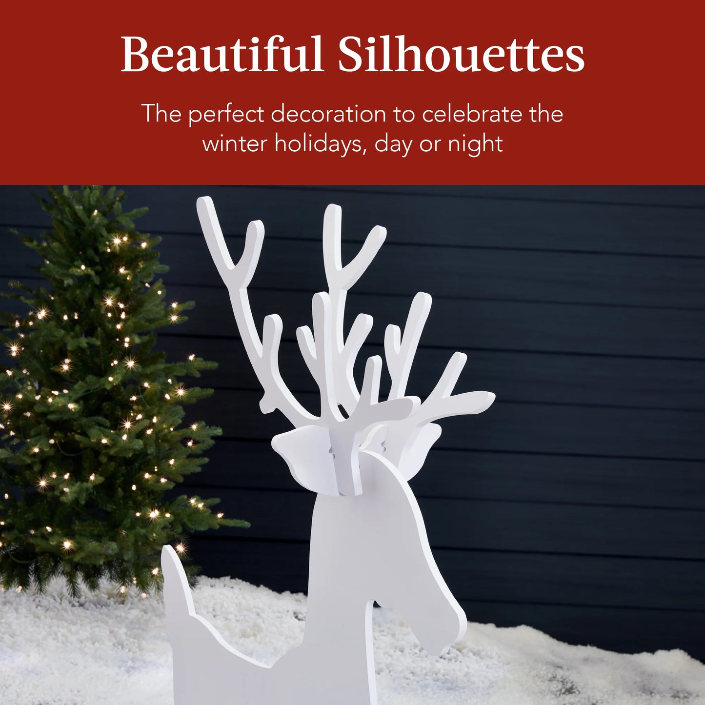 56 in 3-Piece Reindeer Family Silhouette – Outdoor Yard Christmas Decoration with Buck, Doe & Fawn