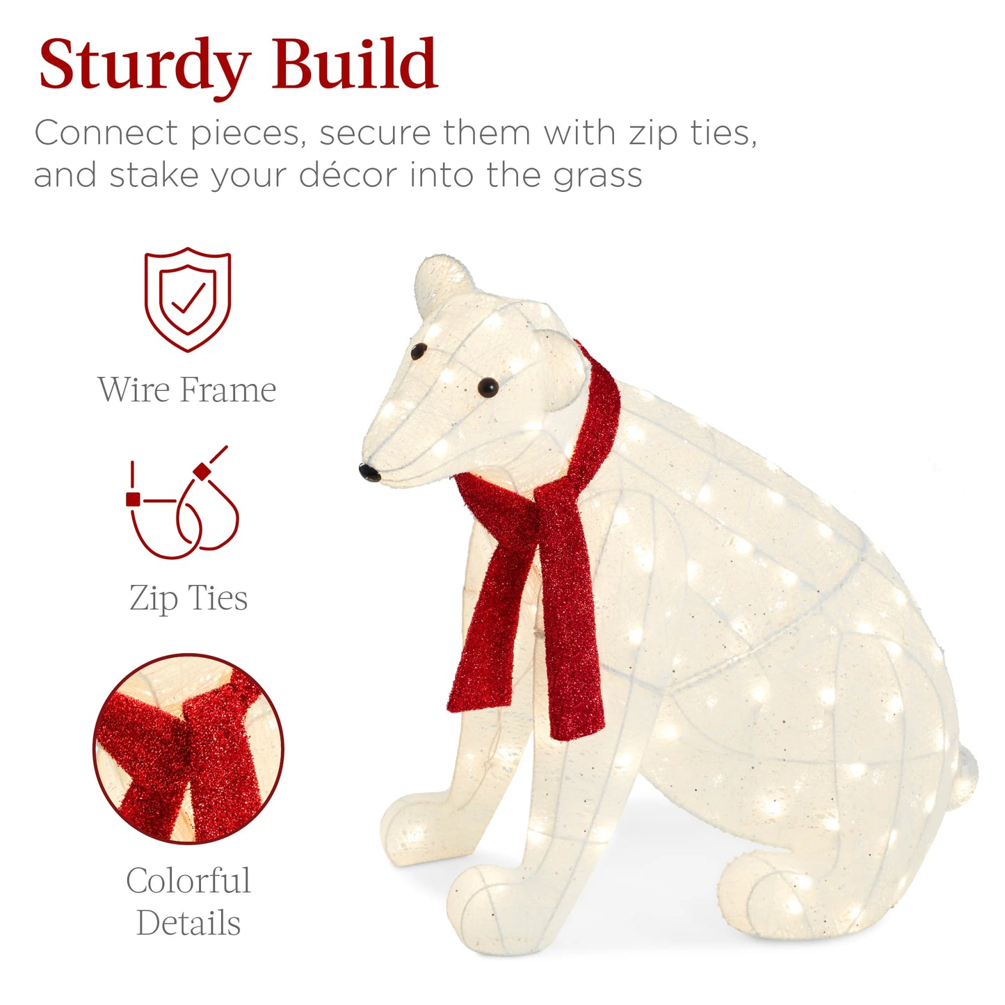 2-Piece Lighted Polar Bear Family – Outdoor Christmas Decoration with LED Lights