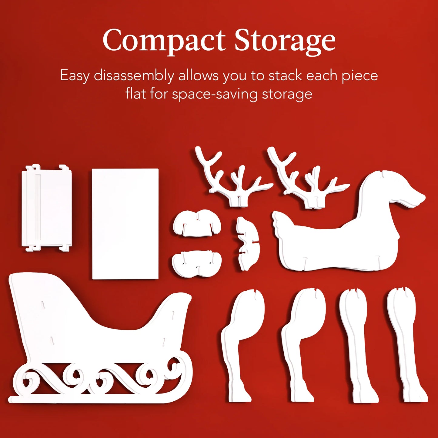 4 ft 3-Piece Deer & Sleigh Silhouette – Outdoor Holiday Yard Decoration with Stakes