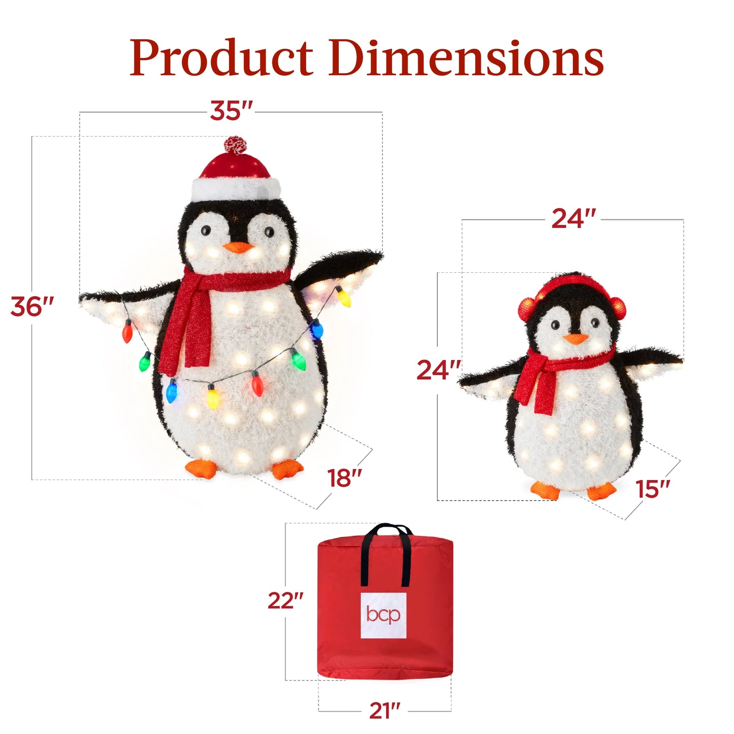 3 ft 2-Piece Lighted Pop-Up Penguin Family – Outdoor Christmas Decoration with 150 LED Lights