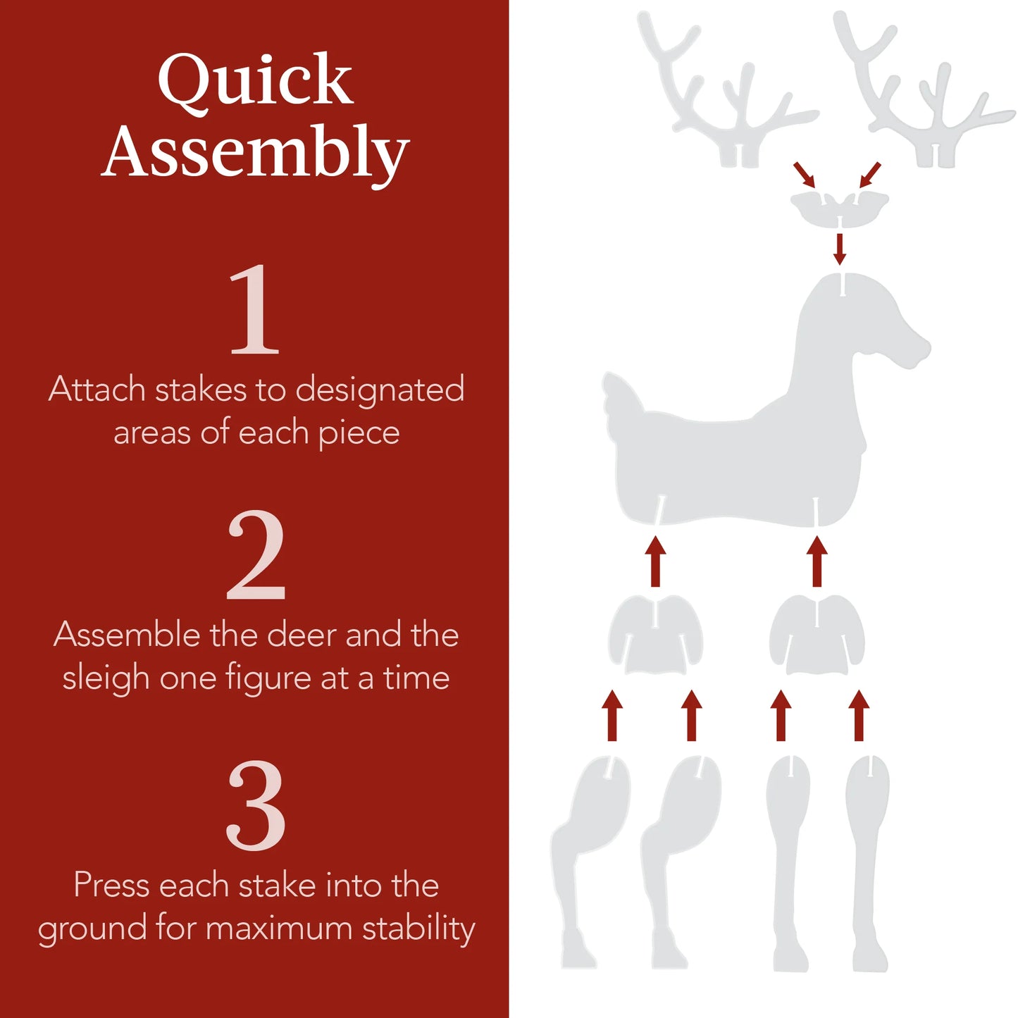 4 ft 3-Piece Deer & Sleigh Silhouette – Outdoor Holiday Yard Decoration with Stakes