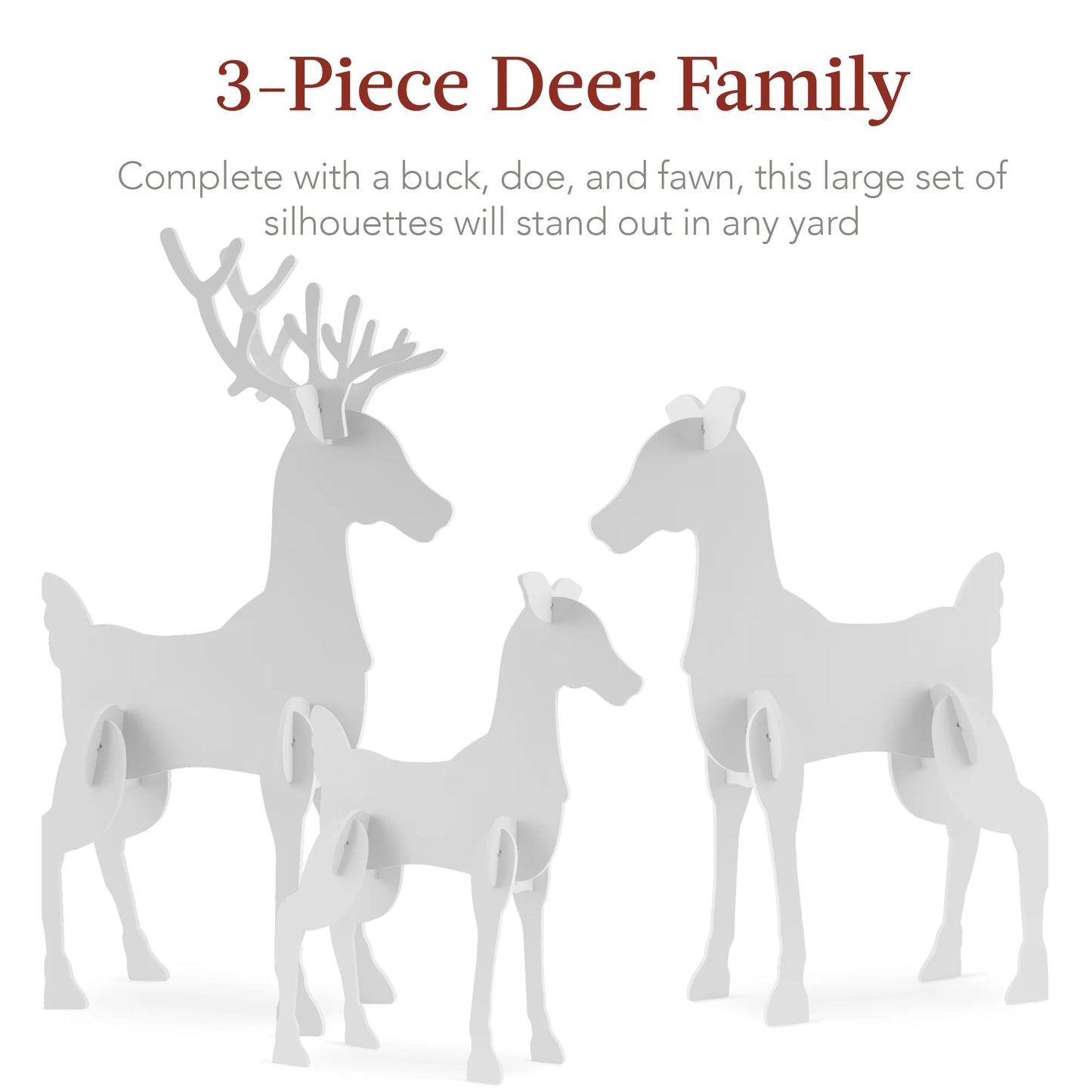 56 in 3-Piece Reindeer Family Silhouette – Outdoor Yard Christmas Decoration with Buck, Doe & Fawn