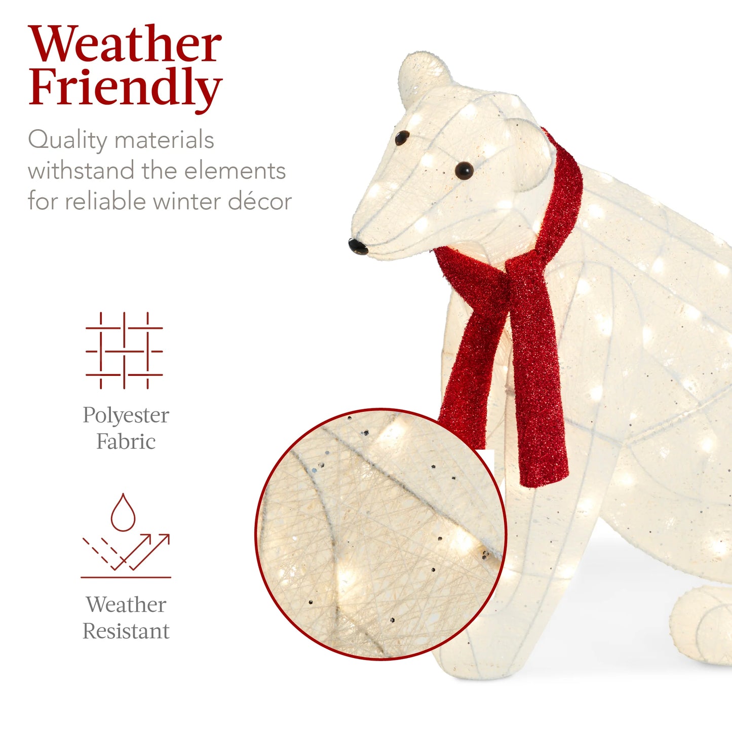 2-Piece Lighted Polar Bear Family – Outdoor Christmas Decoration with LED Lights