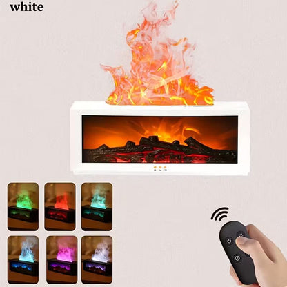 USB Fireplace Heater & Humidifier with Remote Control, 7-Color Flame Effect, Compact Design for Home