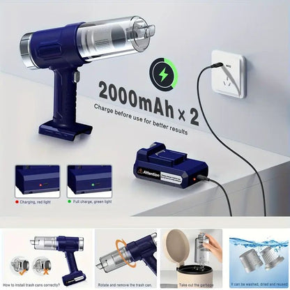 Wireless Handheld Car Vacuum – 5000Pa Suction, Rechargeable Dual Battery, Low Noise for Car & Home