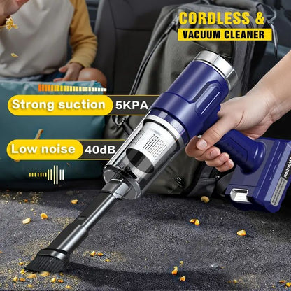 Wireless Handheld Car Vacuum – 5000Pa Suction, Rechargeable Dual Battery, Low Noise for Car & Home