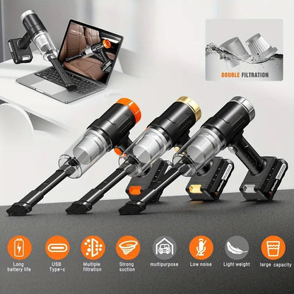 Wireless Handheld Car Vacuum – 5000Pa Suction, Rechargeable Dual Battery, Low Noise for Car & Home