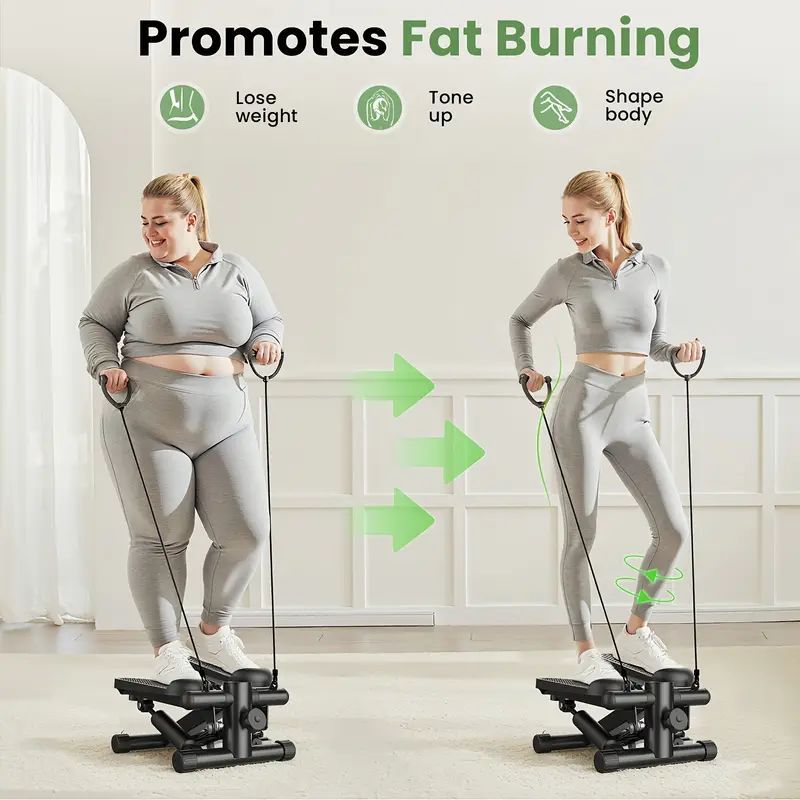 Mini Stepper with Resistance Bands – Compact Home Workout Machine for Full Body Fitness, 300lbs