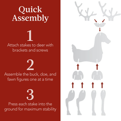56 in 3-Piece Reindeer Family Silhouette – Outdoor Yard Christmas Decoration with Buck, Doe & Fawn