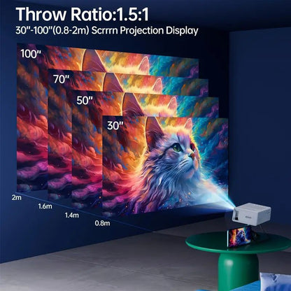 Mini Portable Projector for Home Entertainment, 600P Native Resolution, 1080P Supported, Compact Wall-Mounted & Mobile Phone Projector with Built-In Speaker