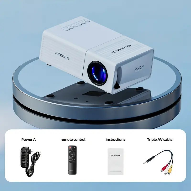 Mini Portable Projector for Home Entertainment, 600P Native Resolution, 1080P Supported, Compact Wall-Mounted & Mobile Phone Projector with Built-In Speaker
