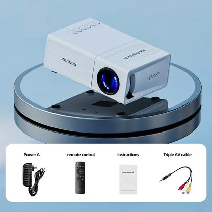 Mini Portable Projector for Home Entertainment, 600P Native Resolution, 1080P Supported, Compact Wall-Mounted & Mobile Phone Projector with Built-In Speaker