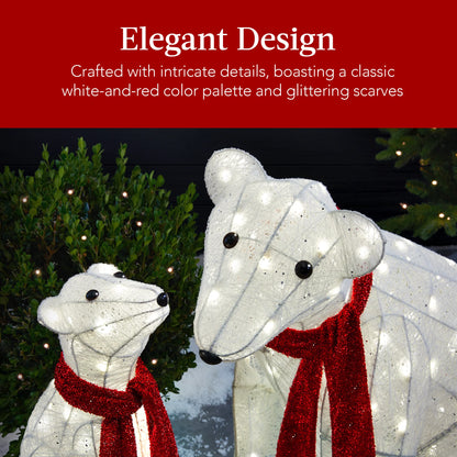 2-Piece Lighted Polar Bear Family – Outdoor Christmas Decoration with LED Lights