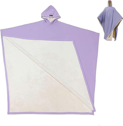 Unisex Oversized Blanket Hoodie, Warm Wearable Fleece Sweatshirt with Long Sleeves for Adults, Cozy Purple Hooded Blanket for Home or Outdoor Use