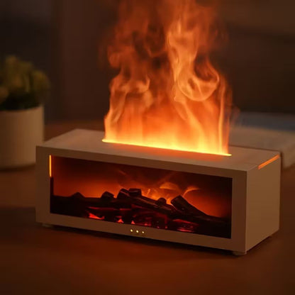 USB Fireplace Heater & Humidifier with Remote Control, 7-Color Flame Effect, Compact Design for Home