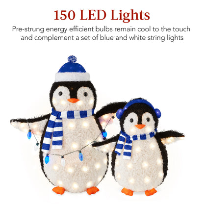 3 ft 2-Piece Lighted Pop-Up Penguin Family – Outdoor Christmas Decoration with 150 LED Lights