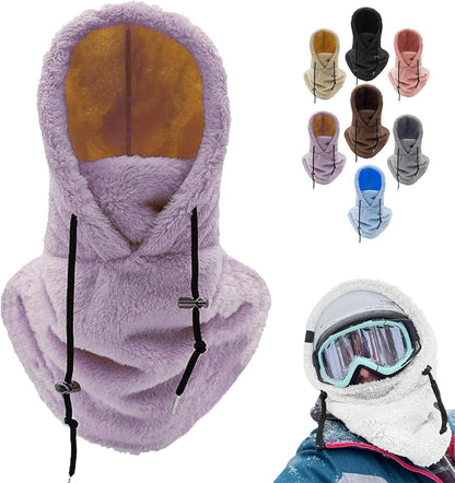 Sherpa Hood Ski Mask, Windproof Adjustable Winter Sherpa Hood, Warm Outdoor Sports Mask